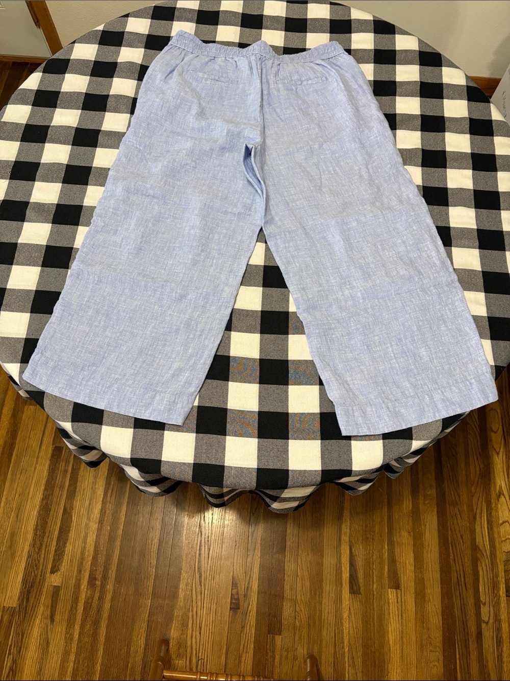 J. Crew Linen Wide Leg Cropped Pant Chambray Blue Women Large Pockets Drawstring - Picture 13 of 16